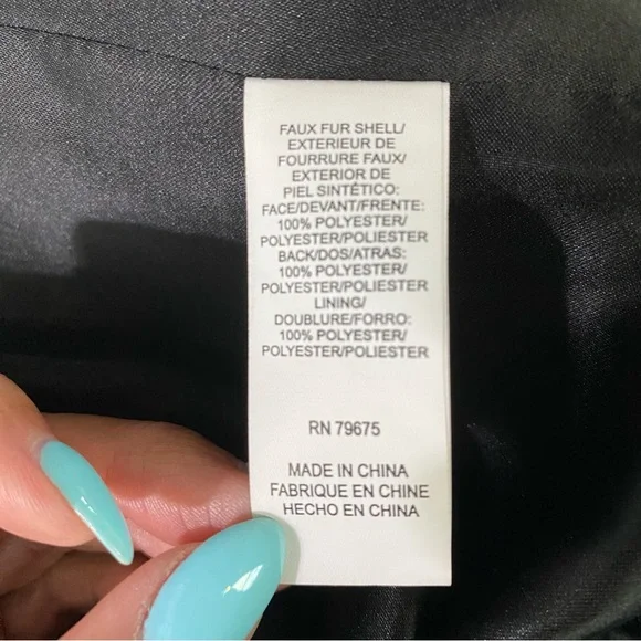 NWOT-Black Silky Faux Fur with Rose Gold Oversized Jacket S - Picture 10 of 12